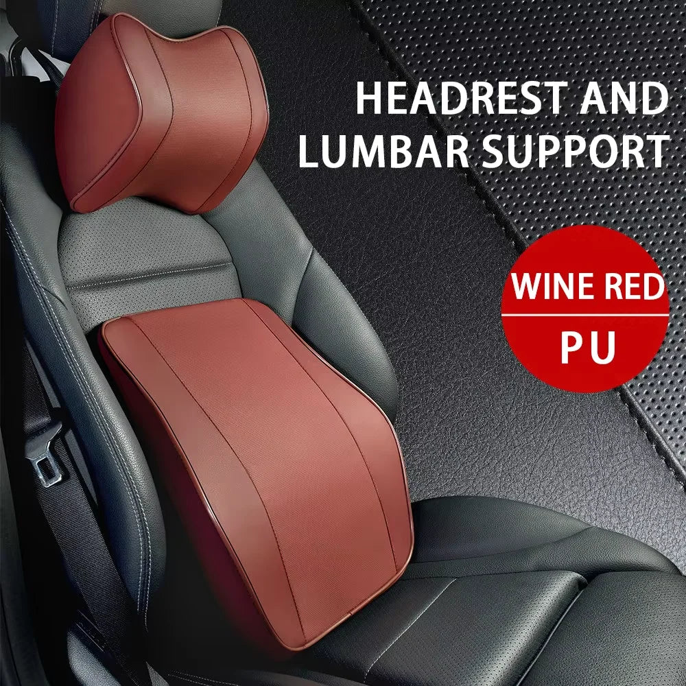 Breathable Memory Foam Car Neck & Lumbar Support Pillow – Slow Rebound Headrest Cushion for Comfortable Driving