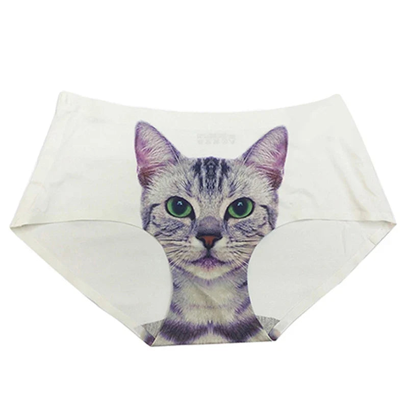 Women's Cat Print Briefs - Cute Meow Star Pattern Casual Underwear