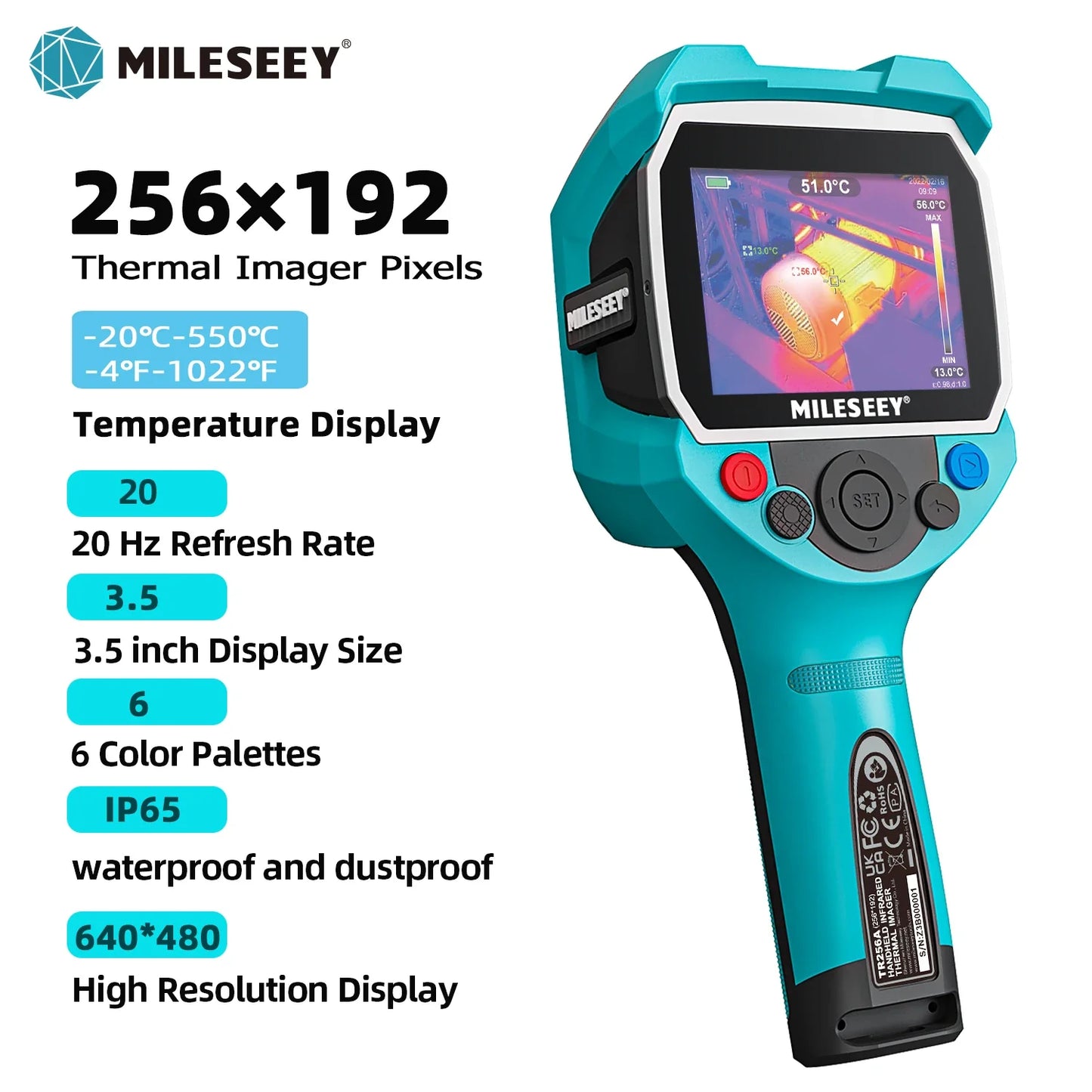 EMILESEEY TR256E/B Thermal Imager Camera 256x192 - Infrared Temperature Meter for PCB and Pipeline Repair Detection