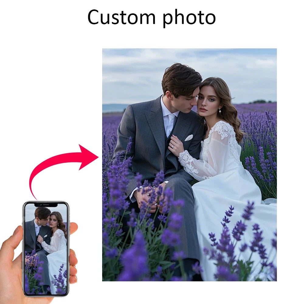 Custom Photo Canvas Poster with DIY Wood Frame Personalized Family, Couple & Pet Gift