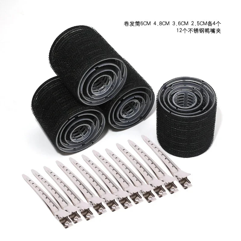28pcs Hair Roller Set – 18 Plastic Self-Grip Curlers in 3 Sizes with 10 Metal Clips for DIY Hairdressing