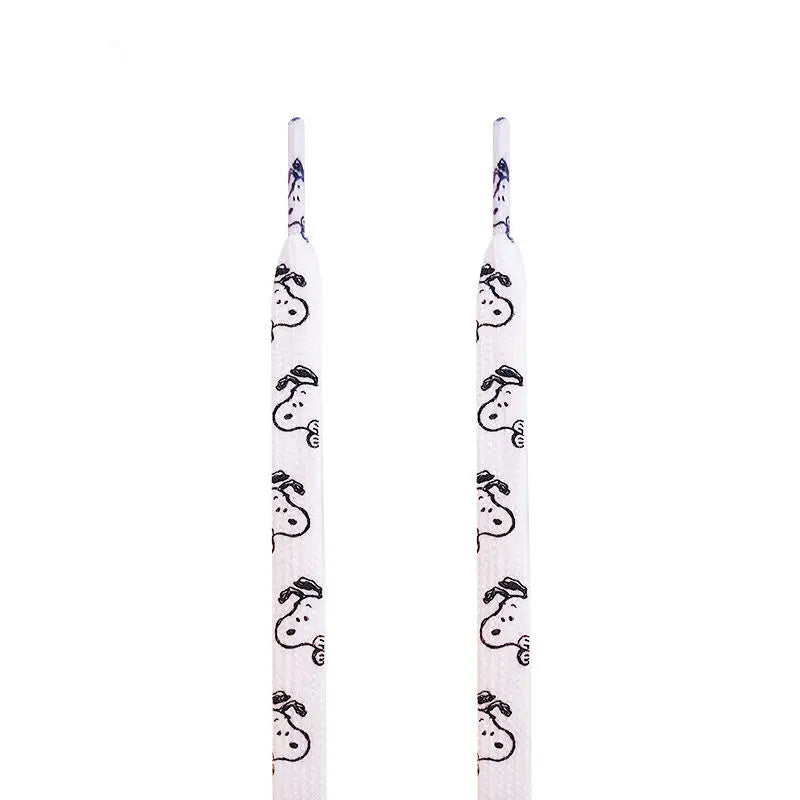 Snoopy Thick Flat Shoelaces – Non-Elastic Athletic & Casual Sneaker Accessories