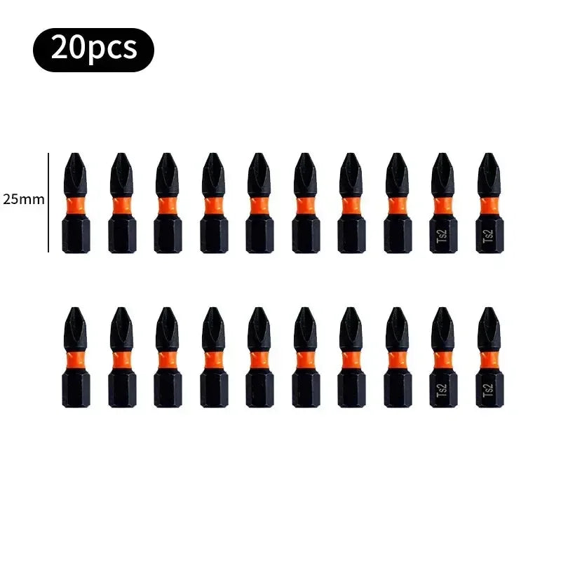 20PCS PH2 Magnetic Screwdriver Bit Set – 25mm Alloy Steel Anti-Slip Impact Phillips Drill Bits for Electric Screwdrivers & Outdoor Use