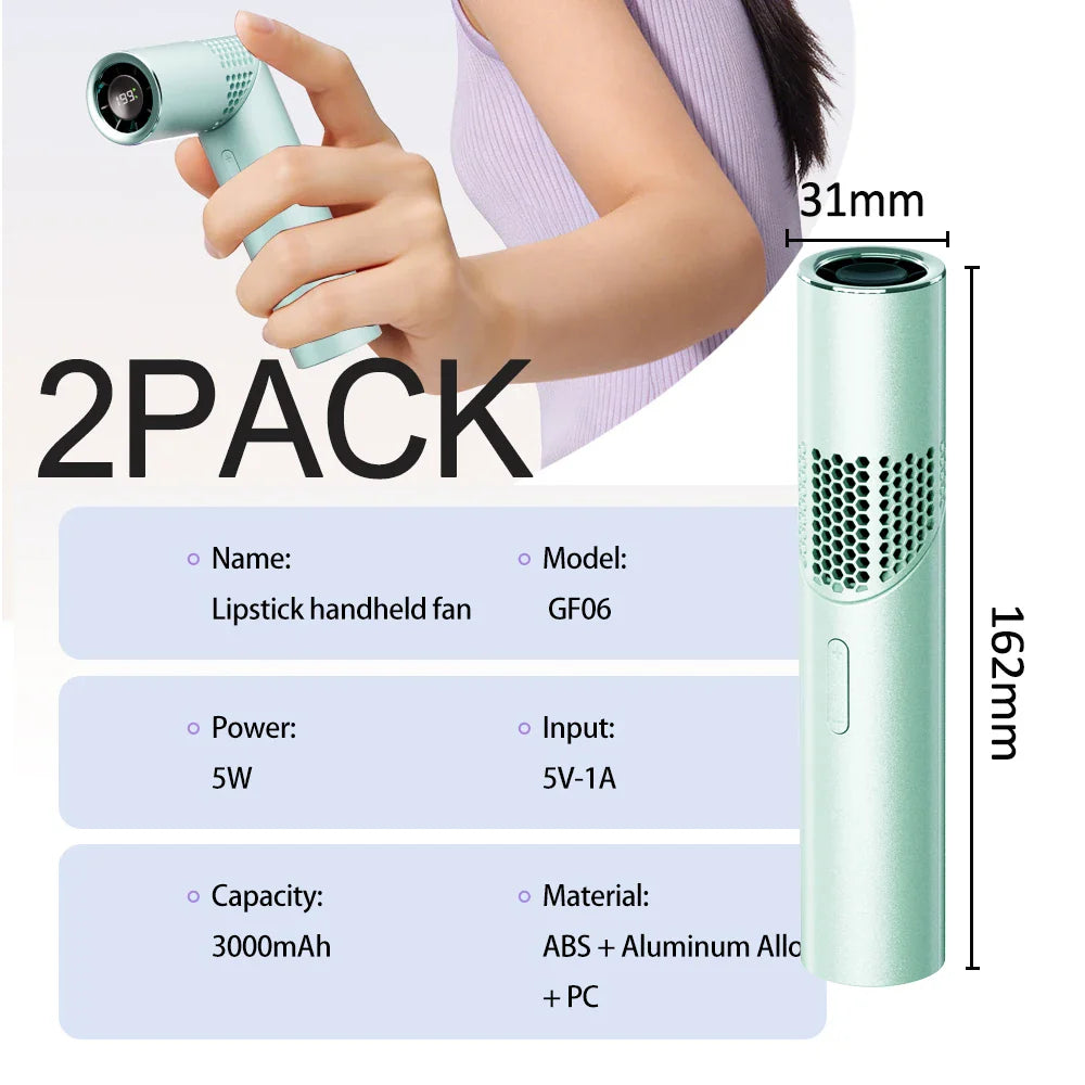 Foldable Mini Handheld USB Fan – Portable High-Speed Outdoor Cooling Fan with 199 Adjustable Speeds, Compact Lipstick Design Rechargeable Personal Air Cooler