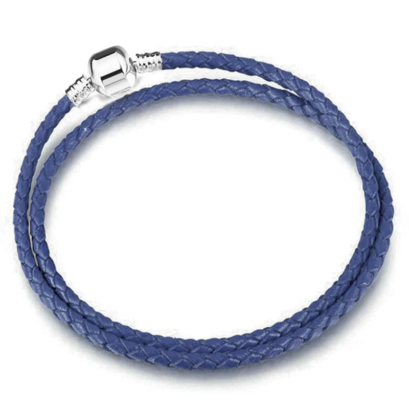 BAOPON 9-Color Leather Charm Bracelet - DIY Chain Jewelry Gift for Women & Girls