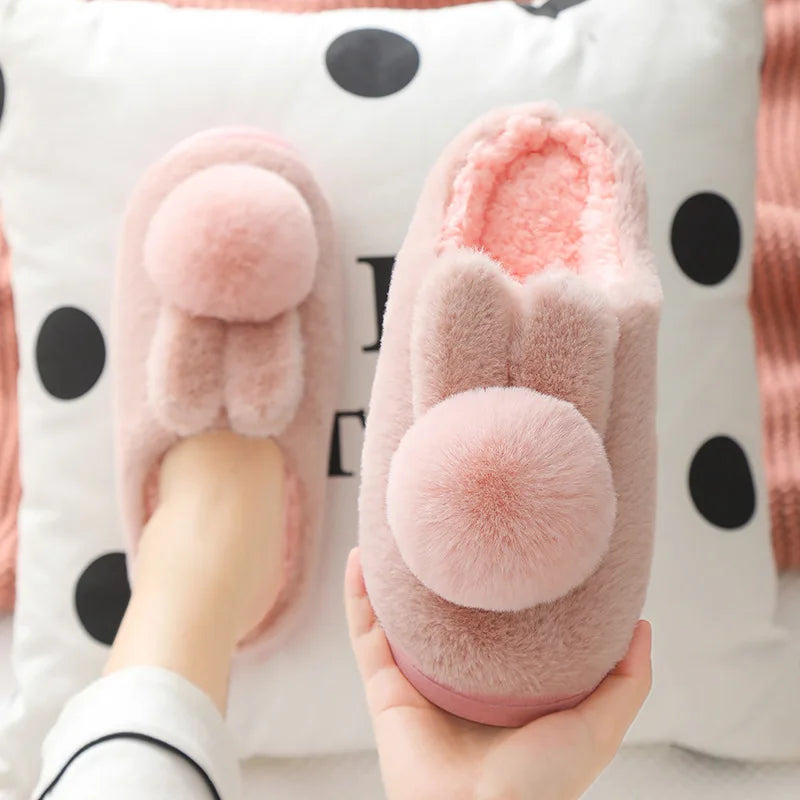 Winter Cotton Slippers for Women & Moms – Plush Cartoon Indoor House Shoes, Soft & Cozy Home Wear for Cold Weather