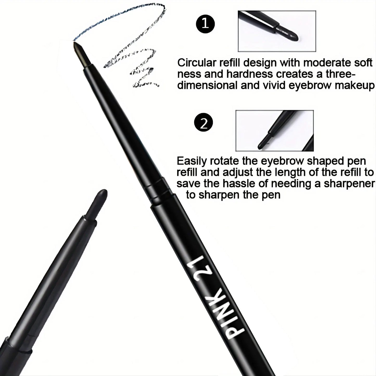 2PCS Black Eyeliner Pencils – Waterproof, Sweat-Proof, Long-Lasting Smudge-Proof Easy Glide Eye Makeup