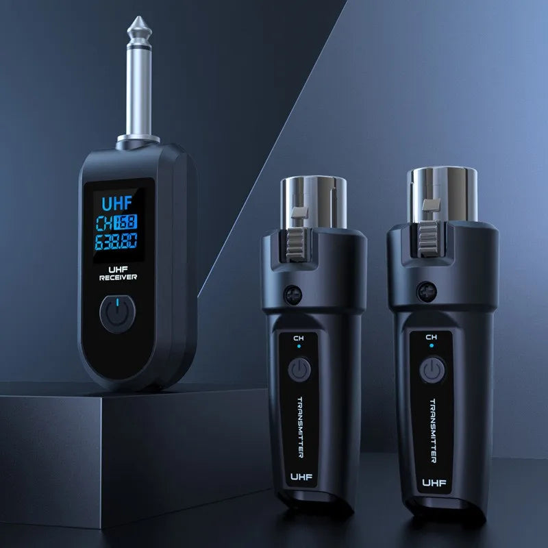 UHF Wireless Microphone Adapter – XLR Transmitter & Receiver for Dynamic Mics, Guitar, Audio Mixer & PA System