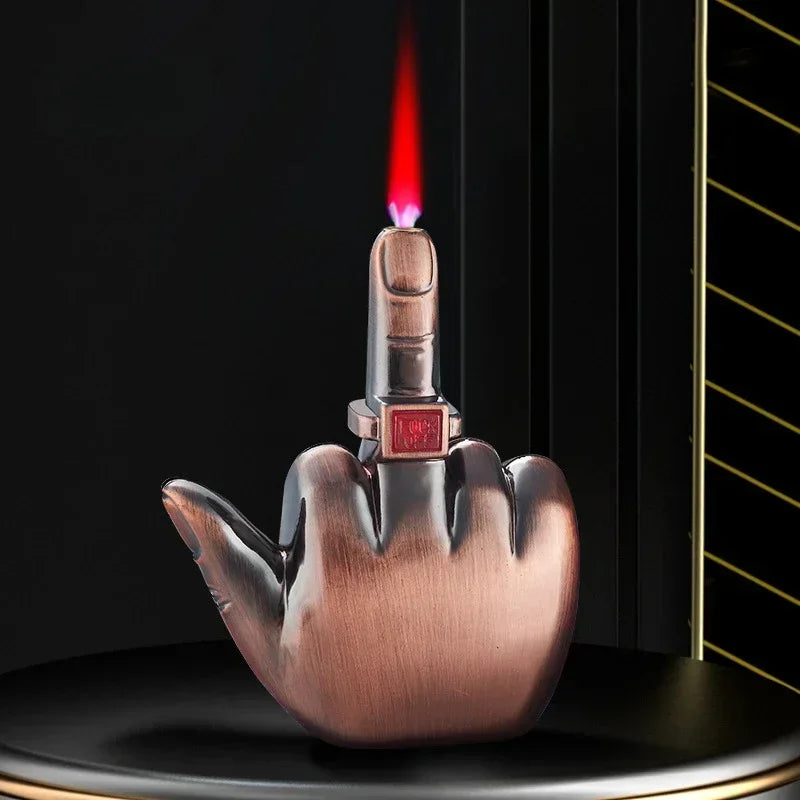 Funny Middle Finger Torch Lighter – Windproof Jet Flame Refillable Butane Smoking Accessory with Voice Sound