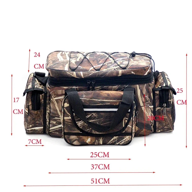 Large Waterproof Fishing Tackle Bag - Two-Layer Nylon Shoulder Bag for Outdoor Gear & Fishing Equipment
