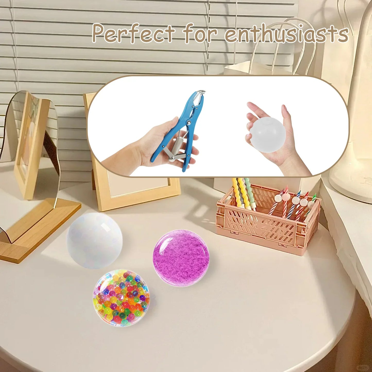 15pcs DIY Stress Ball Kit – Blank Pressure Balls with Expander Tool for Making Custom Stress Toys