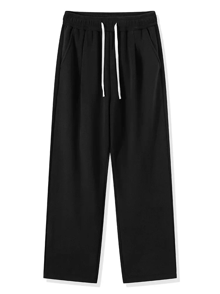 Winter Men’s Korean Fashion Fleece Sweatpants – Thick Warm Wide Leg Loose Thermal Track Pants