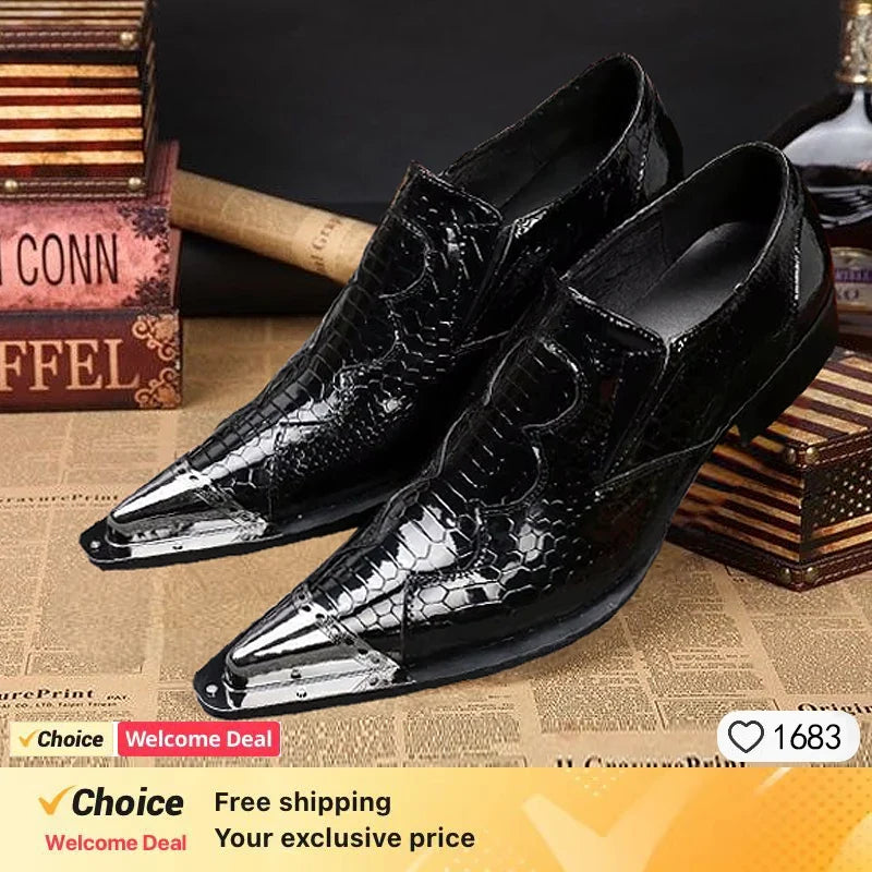 Men's White Gold Toe Oxford Slip-On Loafers - Luxury PU Leather Formal Dress Shoes for Weddings & Parties, Sizes 38-49