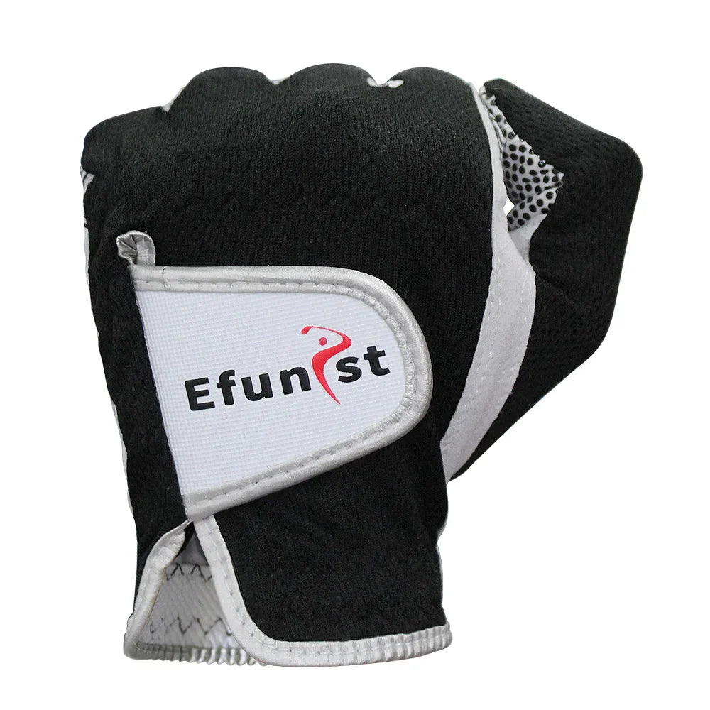Efunist Men’s Golf Glove – Left Hand, Breathable 3D Mesh, Non-Slip Microfiber Grip, Black (1 Pc Pack)