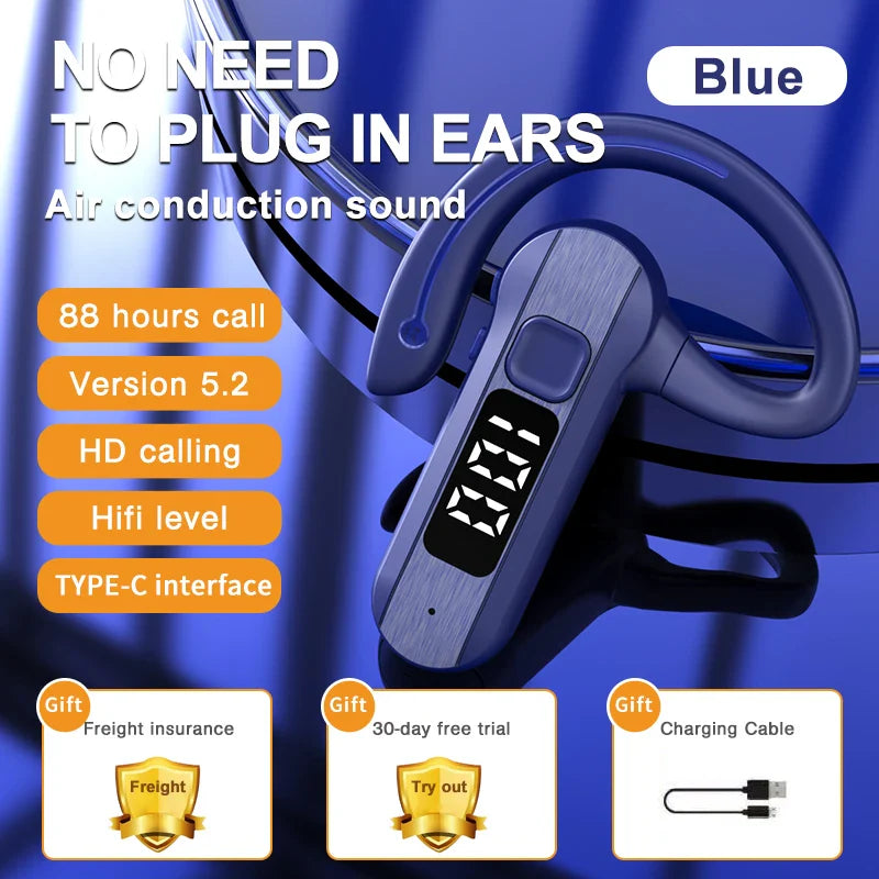 New Sport Bluetooth 5.3 Bone Conduction Headphones – Wireless Open-Ear Headset with Noise Reduction Mic for Running
