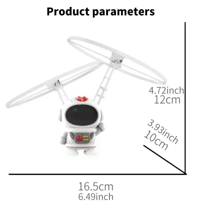 Mini Astronaut Drone Toy — Cartoon Spaceman Flying Robot with USB Charging & Hand Control for Kids