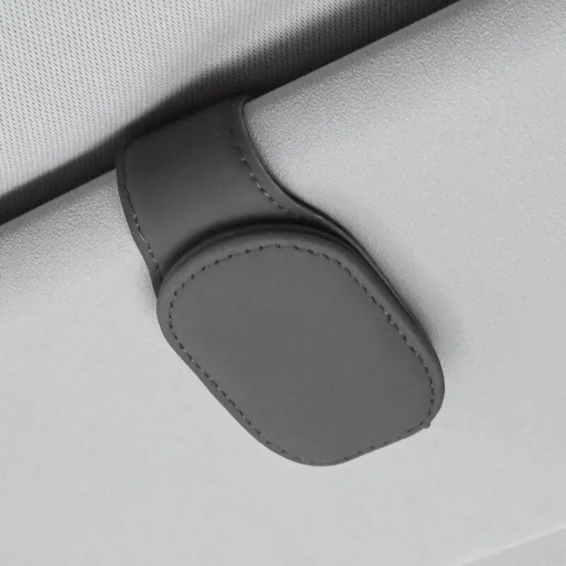 Universal Car Sun Visor Glasses Holder Clip – Magnetic Leather Eyeglass Hanger Storage Organizer Auto Accessories