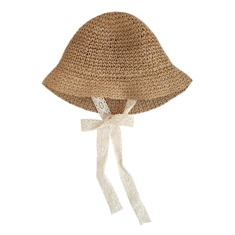 Baby Girl Summer Straw Hat – Fashion Lace Bow Panama Beach Cap for Kids | Lightweight Breathable Princess Sun Protection Hat
