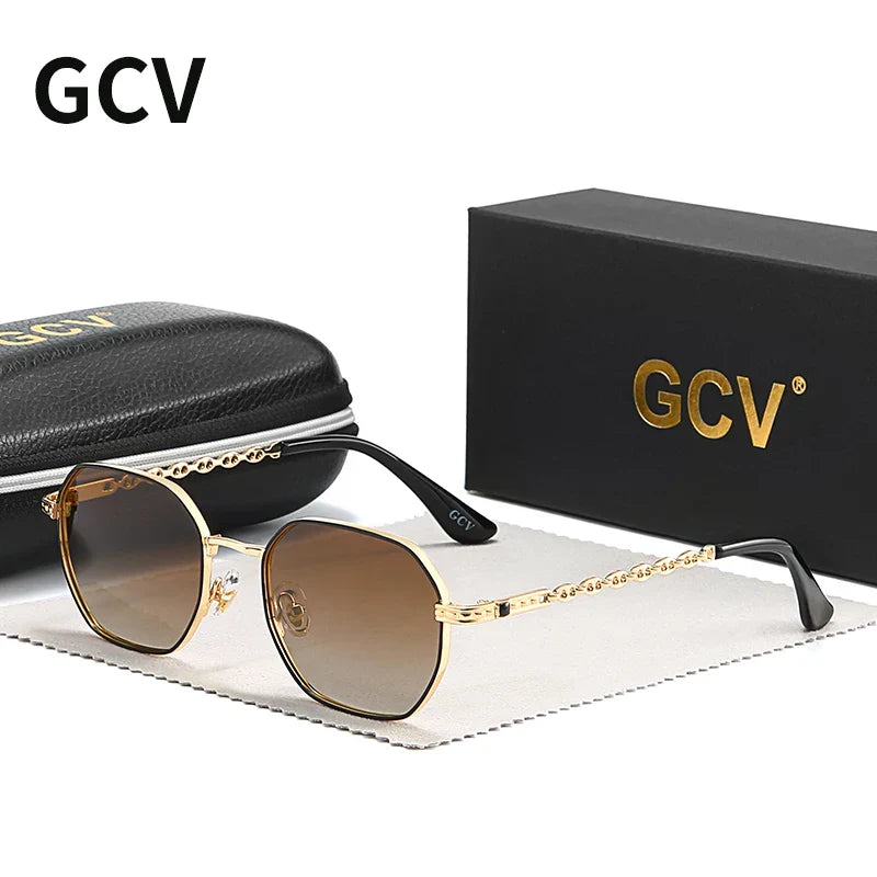 GCV Classic Retro Women's Rectangular Sunglasses — Metal Frame with Polaroid Lenses