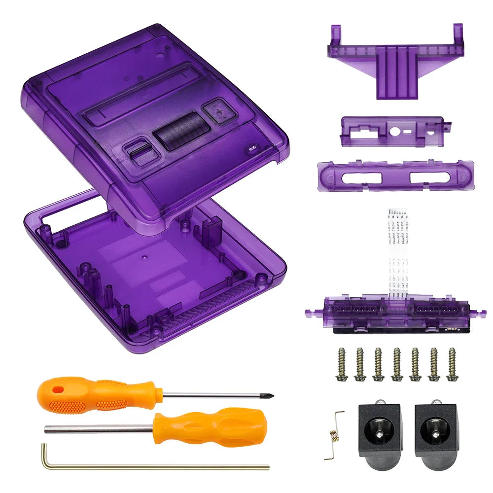 Bitfunx Transparent Replacement Case for SFC/Super Famicom – Clear Shell for Super NES Game Console