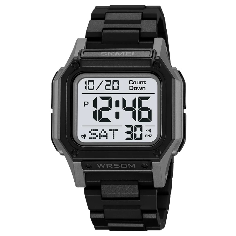 SKMEI Men’s Waterproof Sport Watch – Digital Wristwatch with Countdown, Stopwatch & Dual Time Display