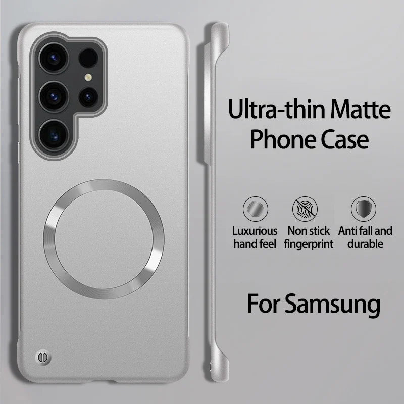 Ultra Thin Magnetic Metal Case for Samsung S25/S24 Ultra, S23/S22 FE β Frameless Matte PC Cover with MagSafe Compatibility