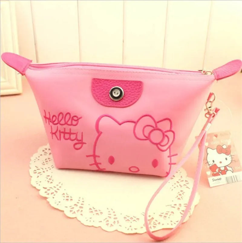 Sanrio Hello Kitty Makeup Bag – 28x11cm Anime Y2K Girls Storage, Kawaii Large Capacity Waterproof PU Handbag, Perfect Gift