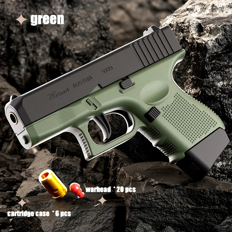 Mini G26 Pocket Toy Gun with Continuous Shell Ejection – Soft Bullet Blaster Airsoft Model Pistol with Blowback Action, Educational Shooting Toy