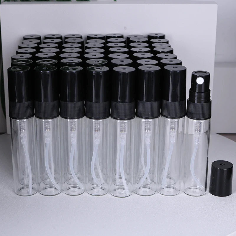 50-Pack 5ml Mini Glass Perfume Spray Bottles – Transparent High-Quality Portable Travel Sub-Bottles