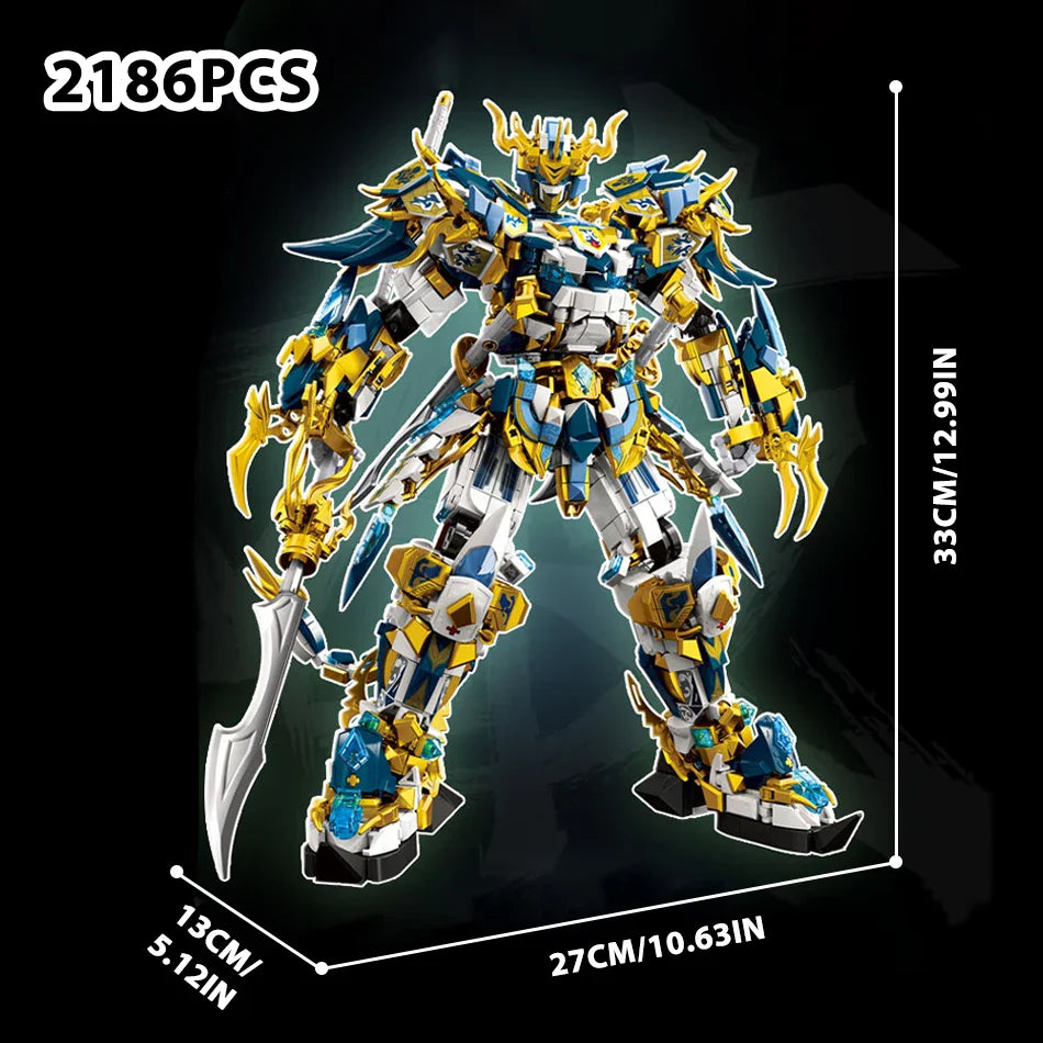 2000+PCS Warrior Robot Building Blocks – Monkey, Dragon, Tiger & Bird Mecha Action Figures for Adults