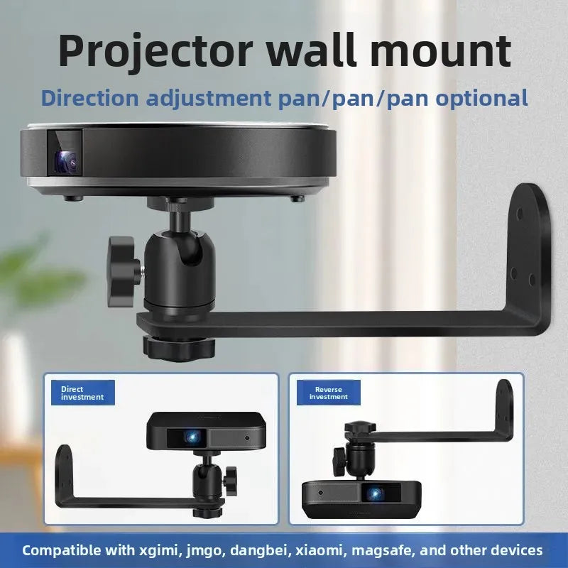 Universal 360° Rotatable Wall Mount Projector Bracket – Portable Beamer Holder Stand with 1/4 Screw for XGIMI, JMGO & Dangbei
