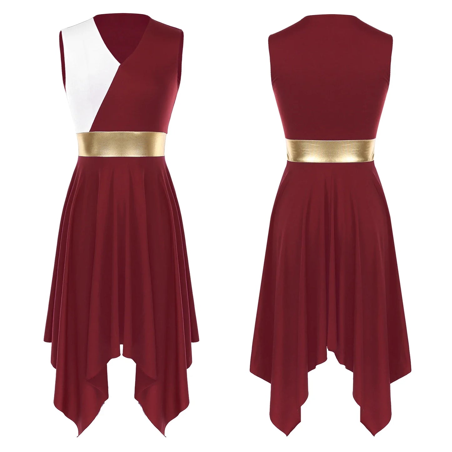 Women’s Liturgical Praise Dance Dress - Irregular Hem Modern Ballet Costume for Choir & Worship Performances