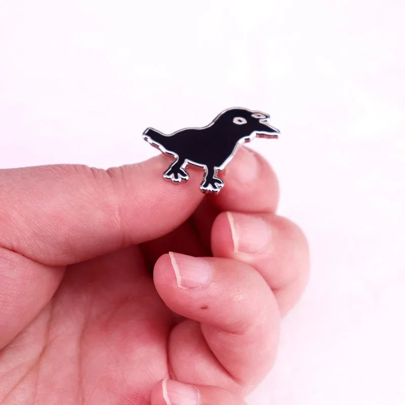 Abstract Crow Enamel Pin β Funny Bird Brooch, Unique Jewelry Gift