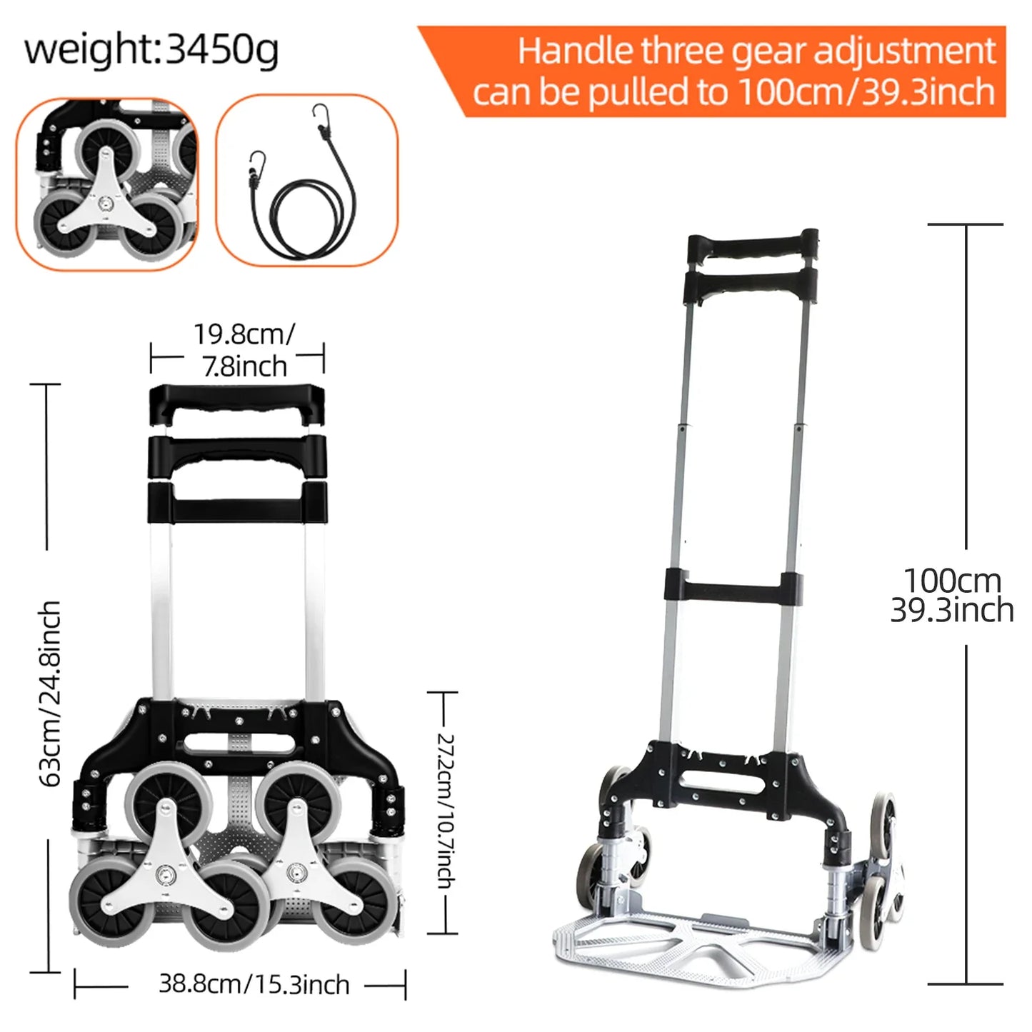 AIRAJ Aluminum Portable Folding Handcart — Ultra-Quiet Wear-Resistant Wheels, Ideal Gift for Parents & Family
