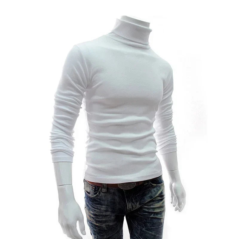 Men's Thin Turtleneck Sweater - Spring Autumn Knitted Warm Pullover Full Color Casual Top