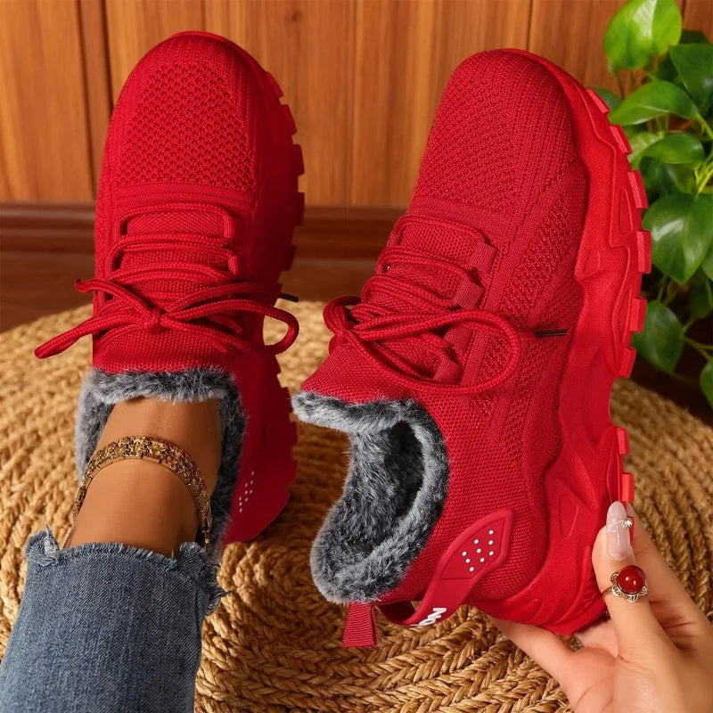 Women’s Winter Warm Sneakers – Non Slip Cold Weather Outdoor Walking Sports Shoes
