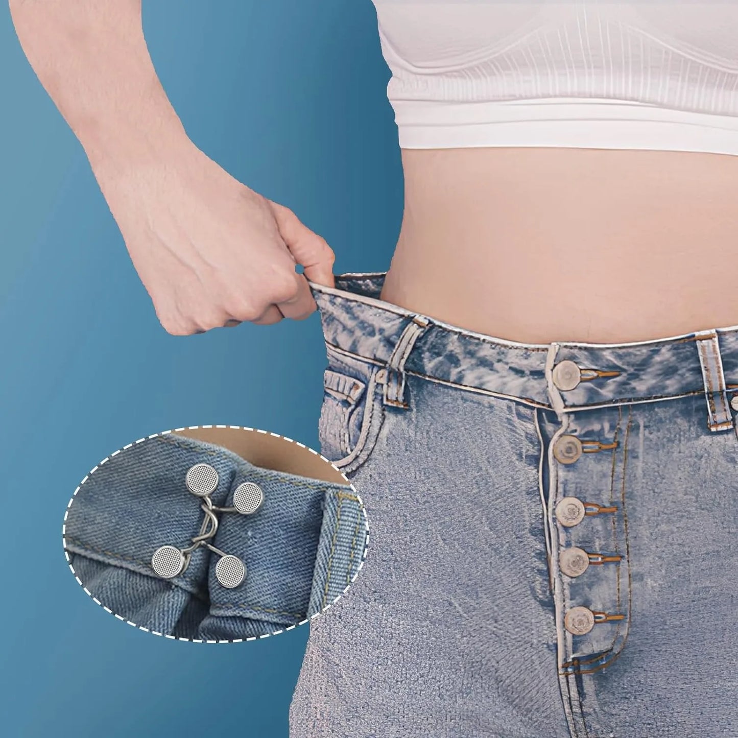 Jeans Button Waist Tightener - Adjustable Pants Button Pins for a Smaller Waist