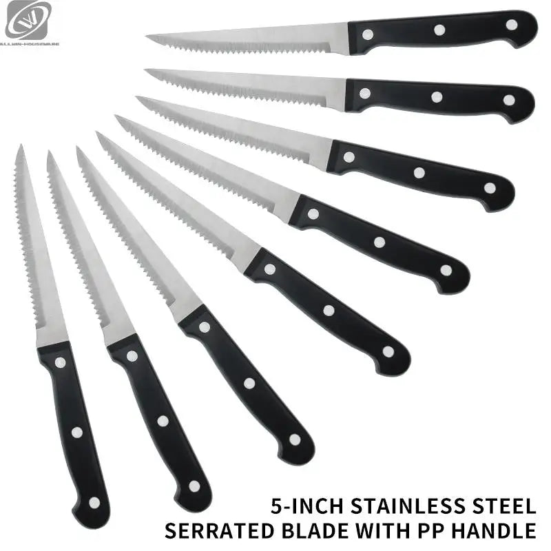 1/4/6/8/12-Pc Steak Knife Set – Full Tang Serrated Stainless Steel Knives for Beef, Bread & Restaurant Table Dinner Use