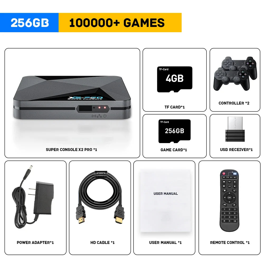 Super Console X2 Pro Retro Video Game Console – 100,000+ Games for MAME, ARCADE, Sega Saturn & DC, 4K HD