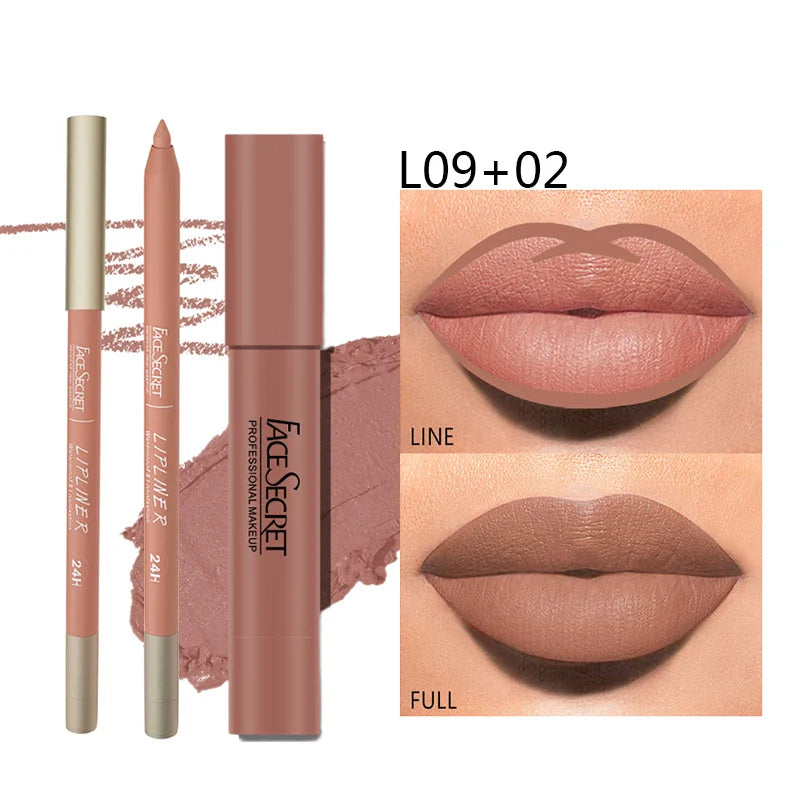 Matte Lipliner & Lipstick Set β Waterproof, Long-Lasting Soft Matte Lip Color for Women