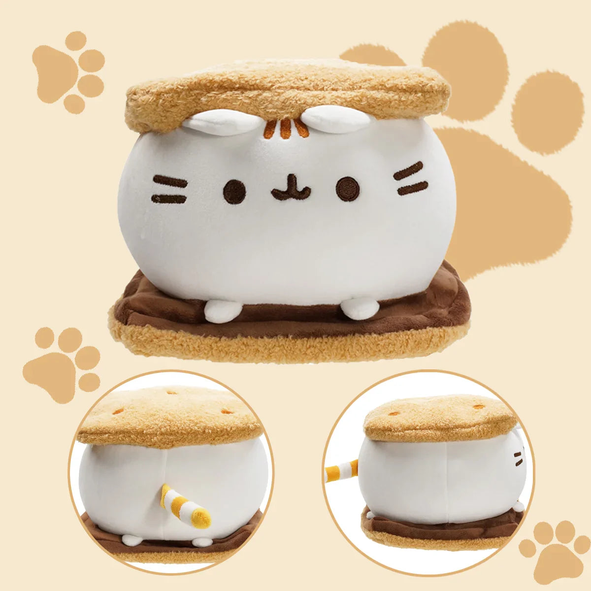 Kawaii Chocolate Cookie Fat Cat Plushie – Soft Stuffed Animal Pillow, Sleep Toy & Home Decoration for Kids, Birthday Gift