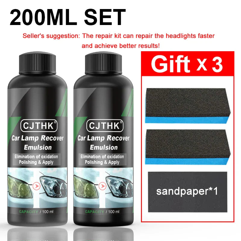 Car Headlight Restoration Kit — Polishing Paste & Liquid for Scratch Removal, Oxidation Cleaning, and Headlamp Repair