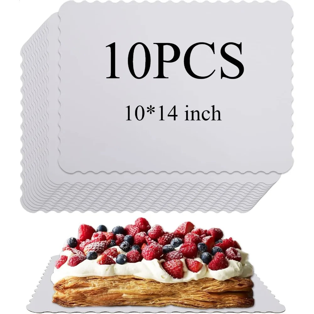 10PCS Greaseproof Rectangle Cake Boards (19×14 Inch) – Decorative Dessert Trays for Cakes, Pizza, Cupcakes, Weddings & Parties