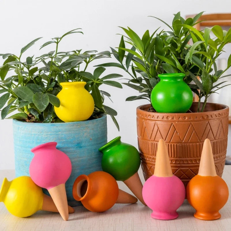 4Pcs Small Wine Bottle Automatic Plant Dripper - Terracotta Potted Plant Watering for Indoor, Outdoor Garden, Yard