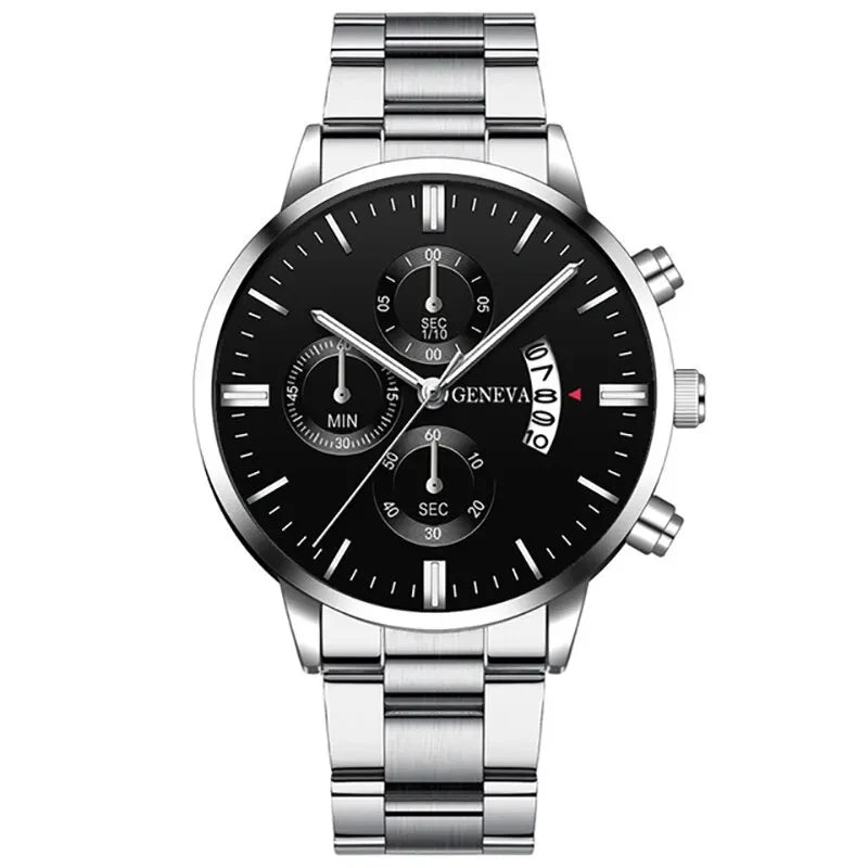 Fashion Men's Stainless Steel Watch – Luxury Quartz Wristwatch with Calendar for Business & Everyday Wear