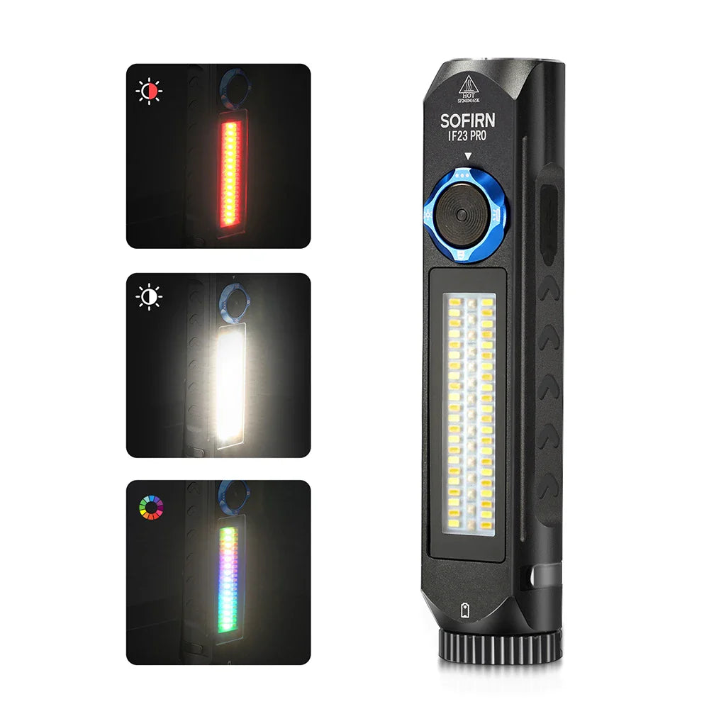 Sofirn IF23 PRO RGB LED Flashlight — 5000lm XHP70B, 21700 Rechargeable Torch with 5V 3A USB-C & Magnetic Base