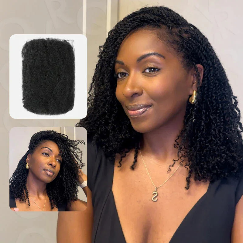 Black Pearl QVR Peruvian Kinky Curly Human Hair – 50g Afro Mini Twist Braiding Bundles 100% Remy Hair Extensions