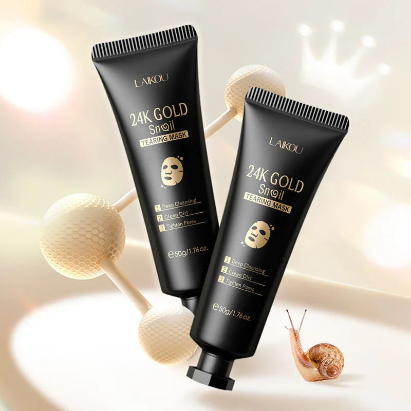 LAIKOU 24K Gold Sakura Peel-Off Face Mask – Anti-Wrinkle, Whitening & Blackhead Removal Skincare