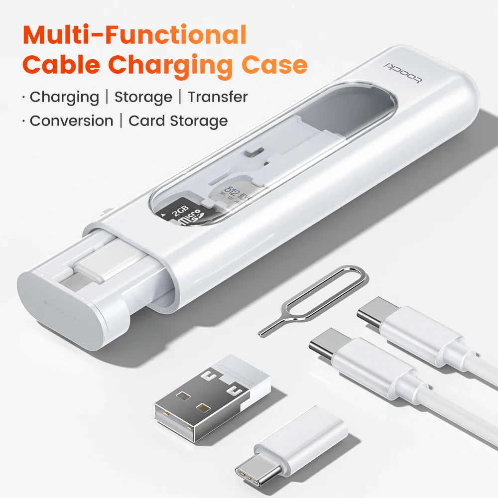 Toocki 5-in-1 OTG Adapter Kit – USB-C/Micro/Lightning Multi Converter with SIM & TF Card Storage Case, Compact Data & Charging Adapter for iPhone & Samsung Devices