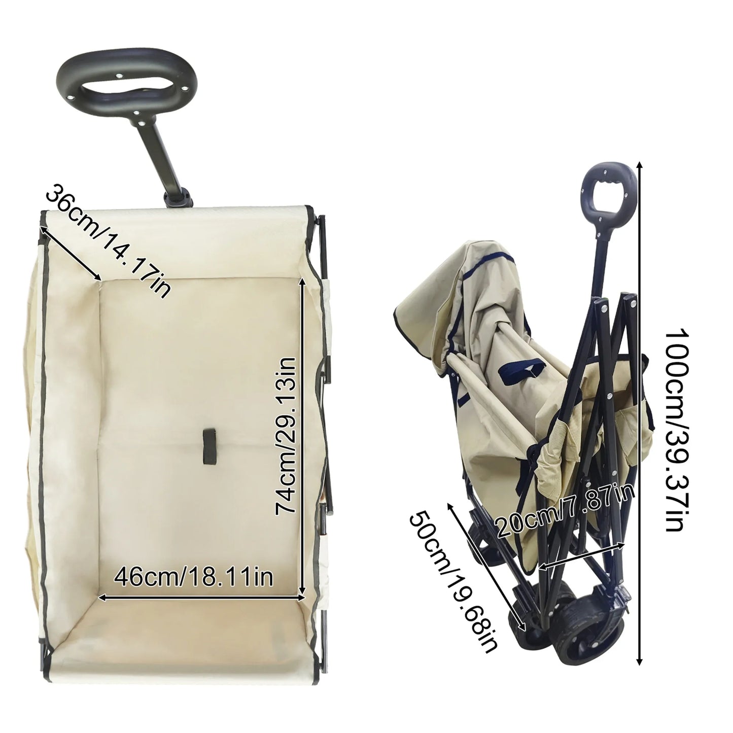 Wisfor Heavy Duty Foldable Wagon Cart — 440 Lbs Capacity, Adjustable Handle for Camping, Shopping & Beach